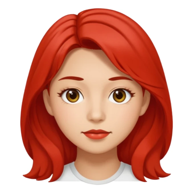 A woman in her 20s with medium hair without bangs, with double eyelids, a round face shape, with a confident look on her face. And her nickname is tomato. sticker