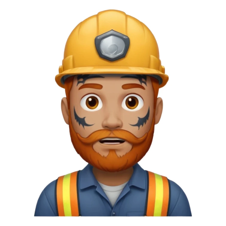 construction worker with beard, ginger haired and lot of face tattoos scary looking sticker