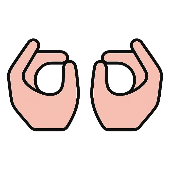 minimalist icon of hands in a mudra gesture, symbolizing meditation, soft pink and white color palette, clean vector style, modern and calming, suitable for wellness or mindfulness app sticker