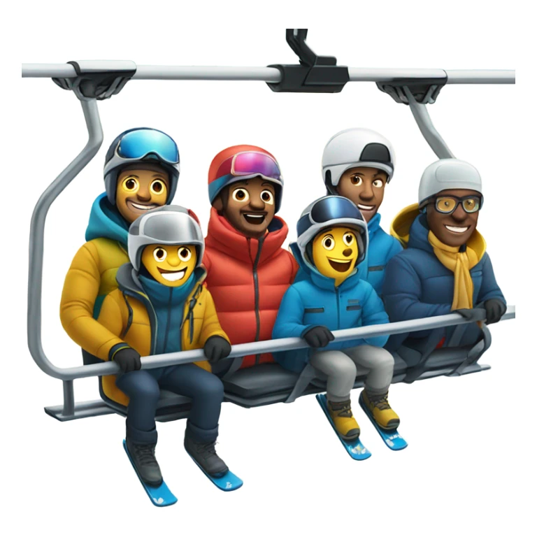 Six men in ski gear on a chairlift’s  sticker