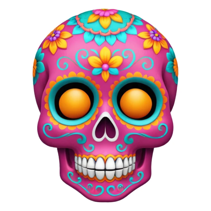 Dia de muertos skull with happy colours (orange, yellow, pink, turquoise) sticker