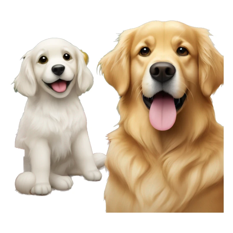 elderly golden retriever next to a christmas tree sticker