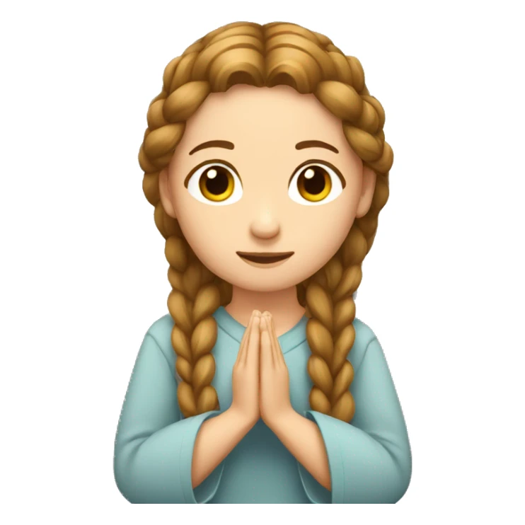 caucasian woman praying with brown braids  sticker