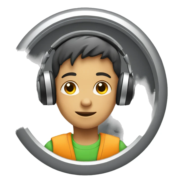 Kid boy in a wheel chair with head phones on sticker