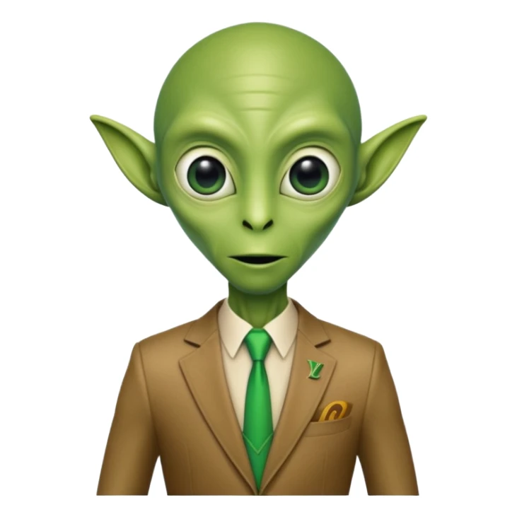 Green tall alien wearing Louis Vutton suit sticker