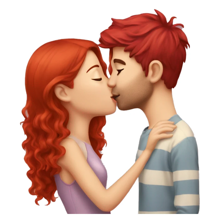 Cherry red hair girl kisses boyfriend  sticker