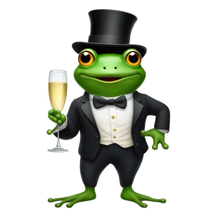 Frog in tuxedo wearing a birthday hat and drinking champagne  sticker