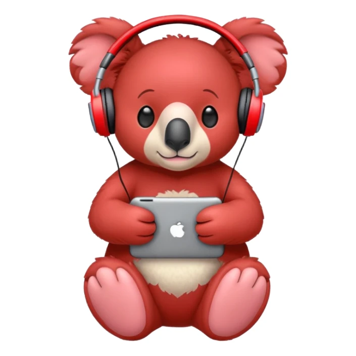 red coala toy in headphones sticker