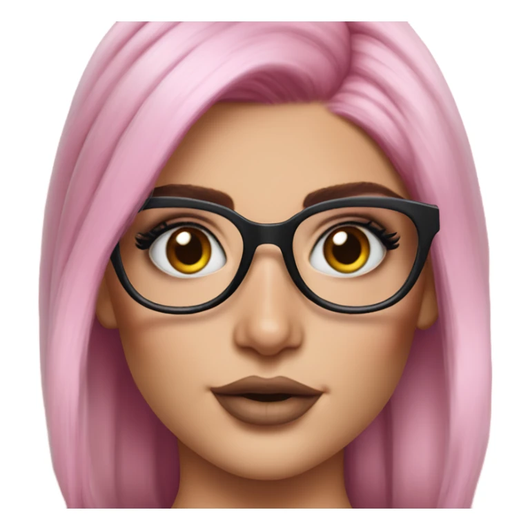Hyper Realistic kylie jenner stylish pink hair blue eyes and glasses  sticker