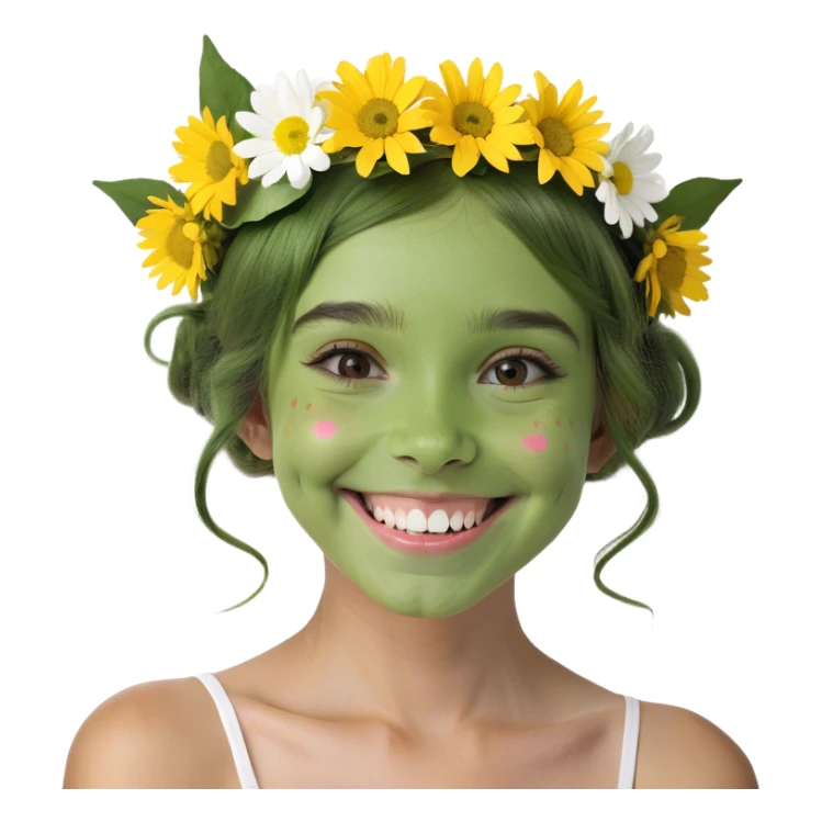 smiling girl with flower crown sticker