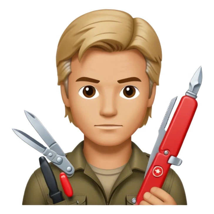 Macgyver with swiss army knife sticker