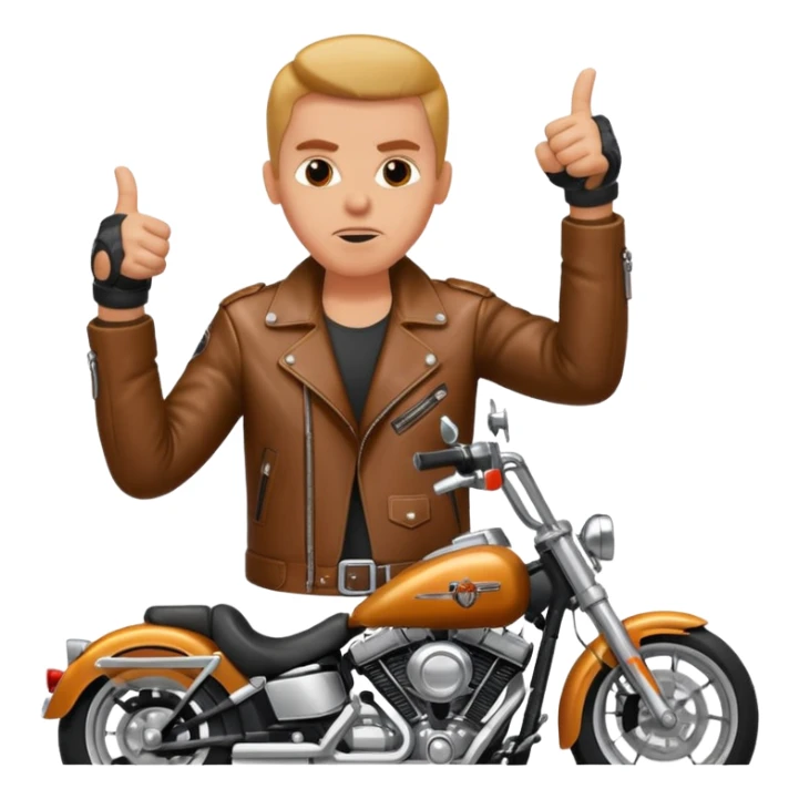 Biker on Harley motorcycle with his thumbs down sticker