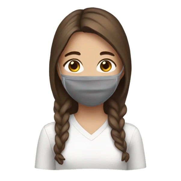 Girl with brown hair with a face mask sticker