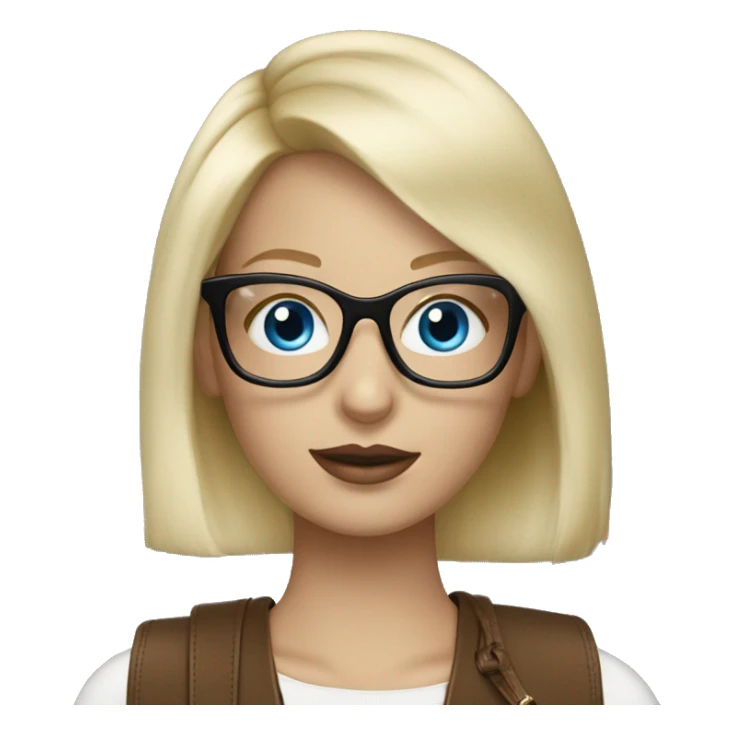 Blonde girl blue eyes and glasses with Prada bag sticker