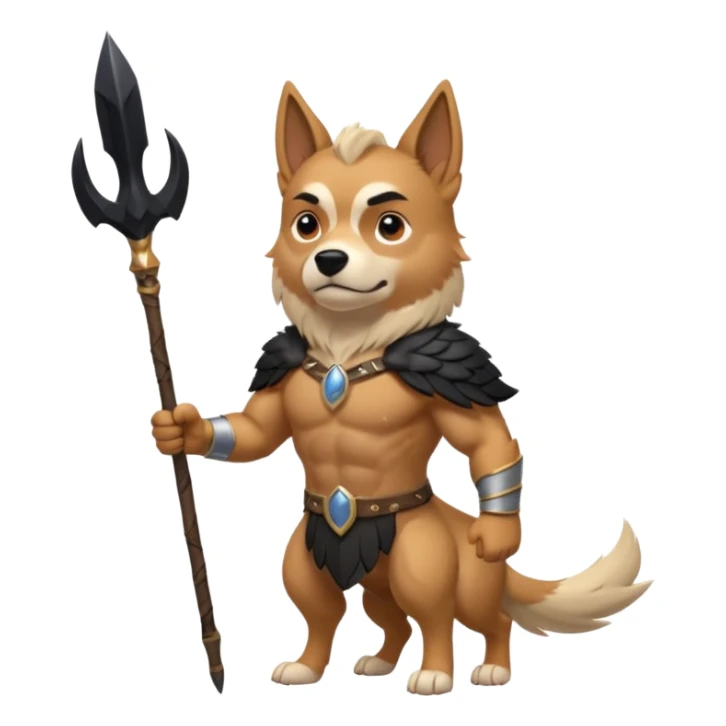 dog odin has spear. he has raven on his shoulder. dynamic pose sticker