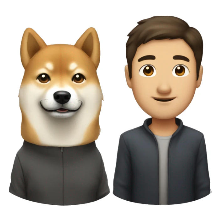Shiba Inu with middle age man with dark hair  sticker