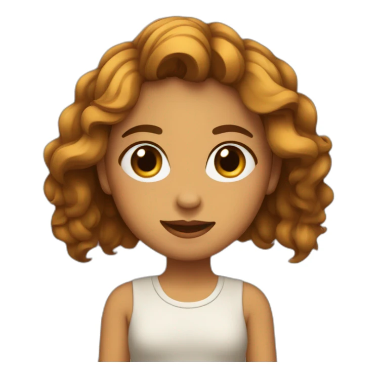 chica con pelo marrón , ondulado y hasta el pecho, con ojos marrones sticker