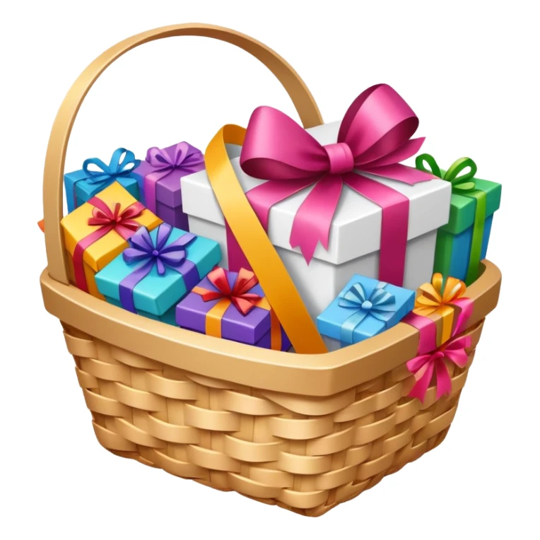 cute gift basket white with gifts inside with no fa sticker