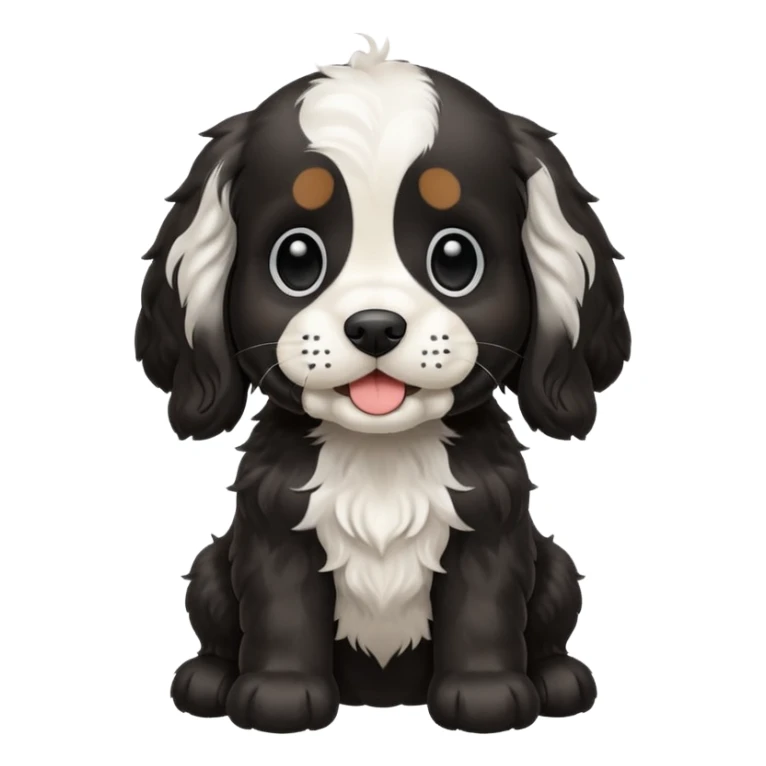 black and white Russian Cocker Spaniel puppy with a happy expression sticker