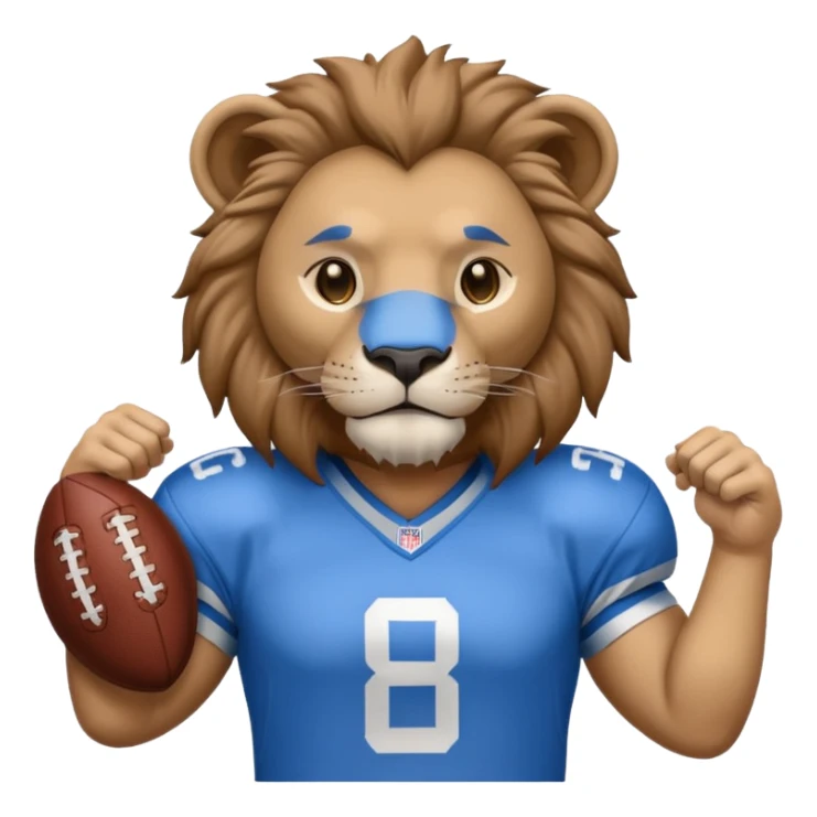 blue color lion wearing american football jersey sticker
