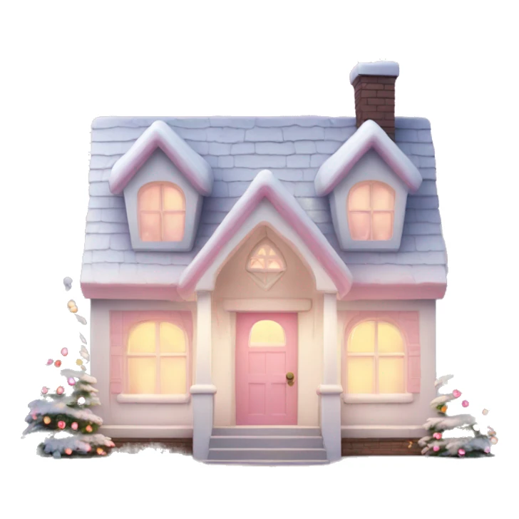 Cute white and light pink house with Christmas lights sticker