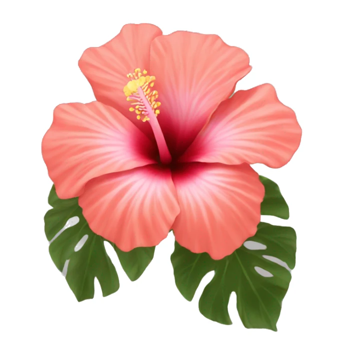 coral pink hibiscus flower sticker