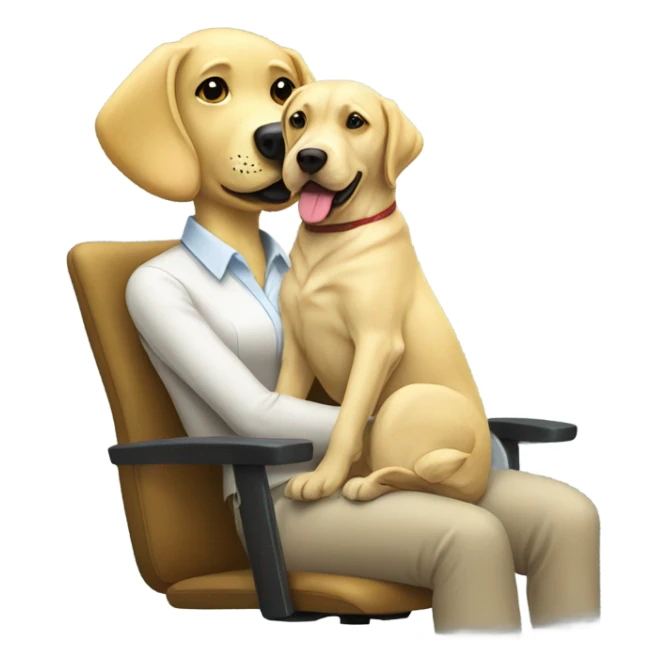 yellow lab with woman in office chair sticker