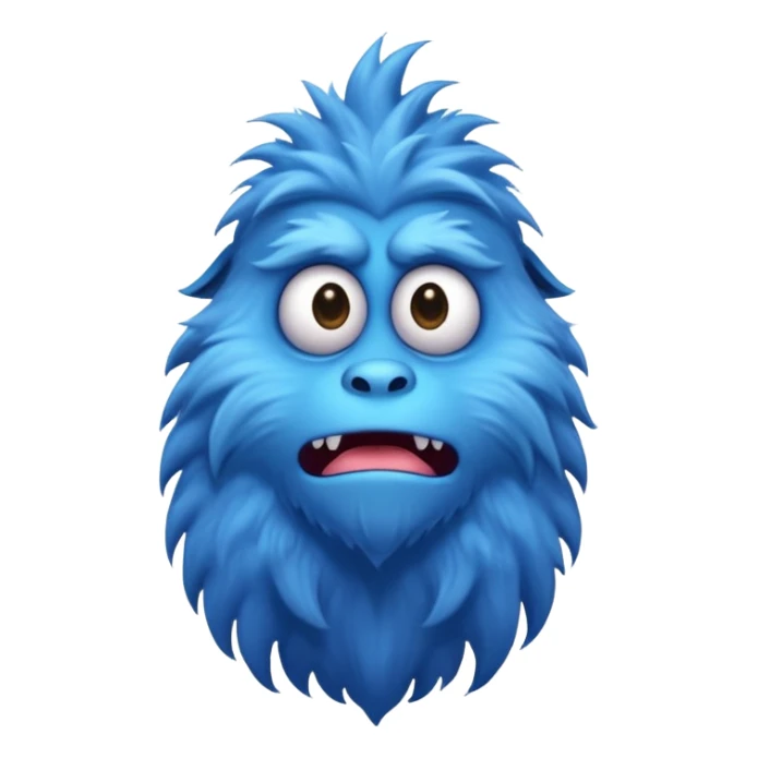 A skinny and lanky tall blue furry monster with a slightly triangular head put the top having a small curve going inward  sticker