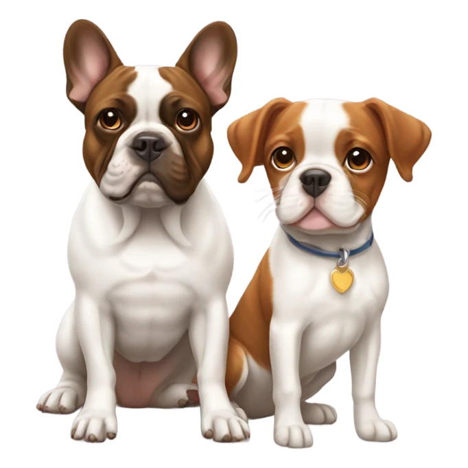 French bulldog and Brittany spaniel sitting side by side  sticker