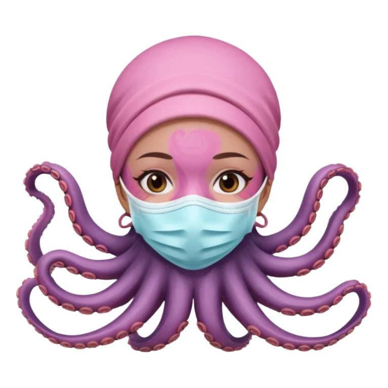 pink octopus girl face mask sticker