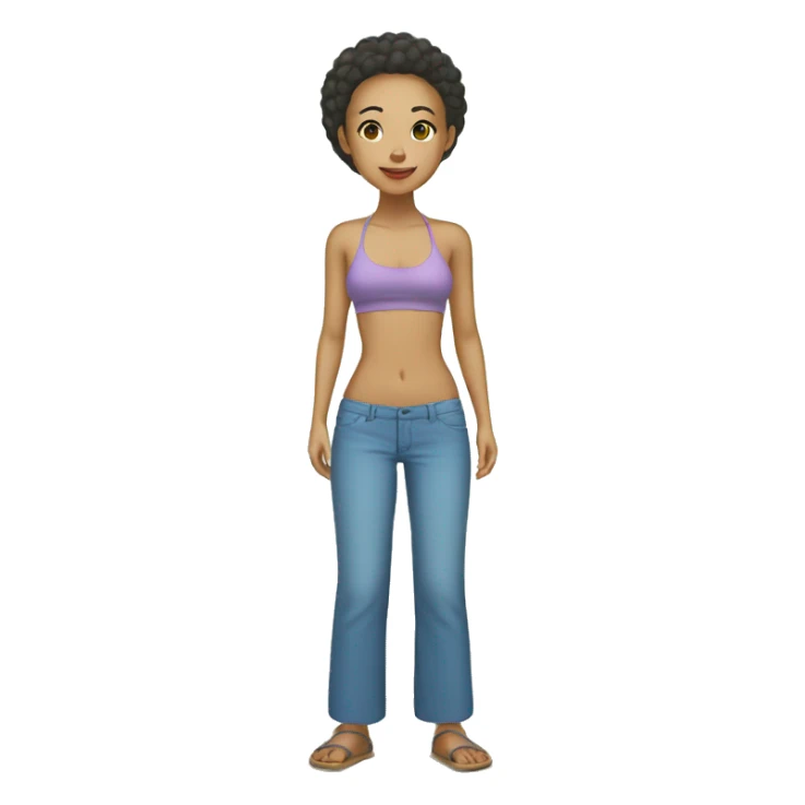 full body tall slim blasian girl beach no hair sticker