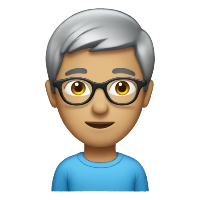 person with blue bob haircut and glasses sticker