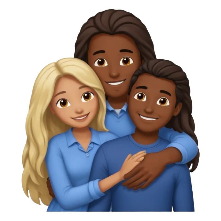 dark skin girlfriend hugs mixed boyfriend with long hair  sticker