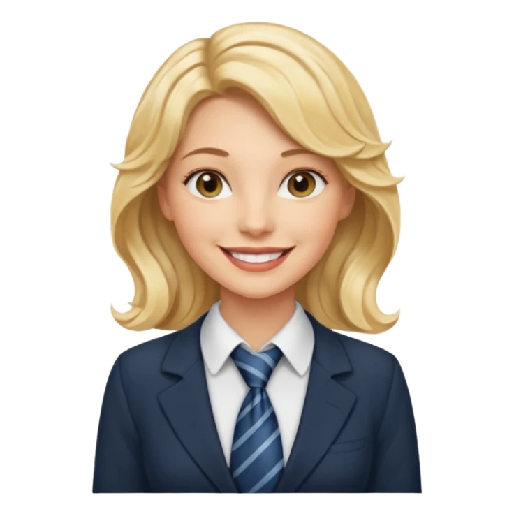 white collar woman with tie, wavy blonde hair sticker
