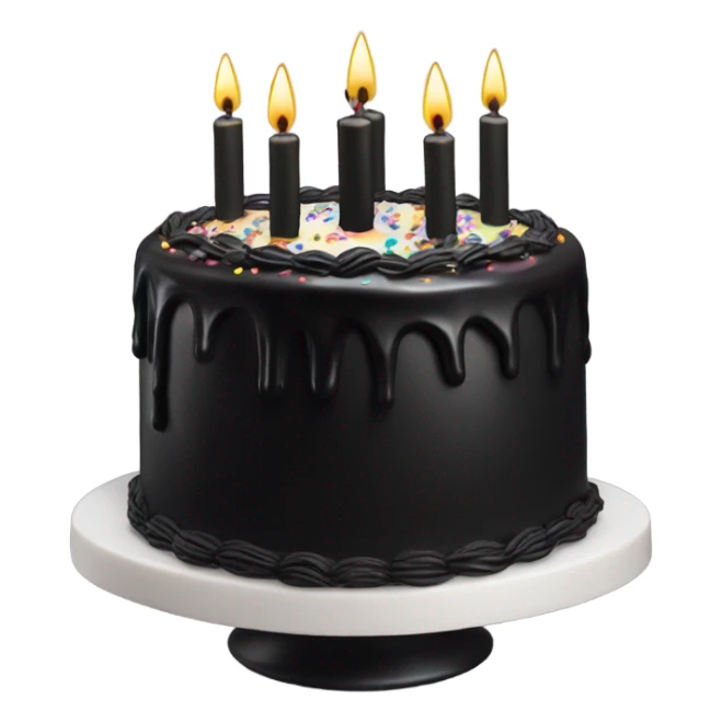Birthday Cake with black frosting and black candles sticker