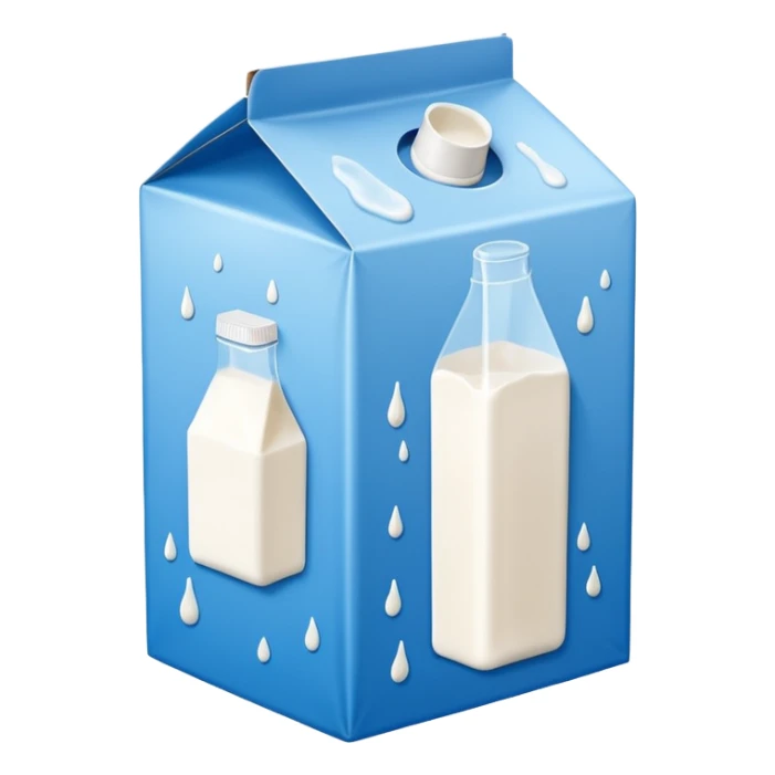 blue and white milk carton sticker