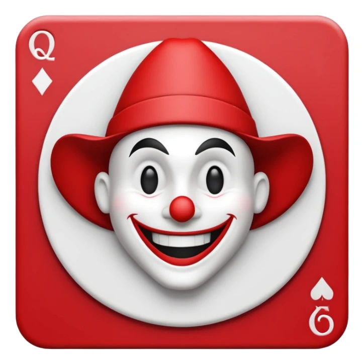 square poker card with a jolly joker sticker
