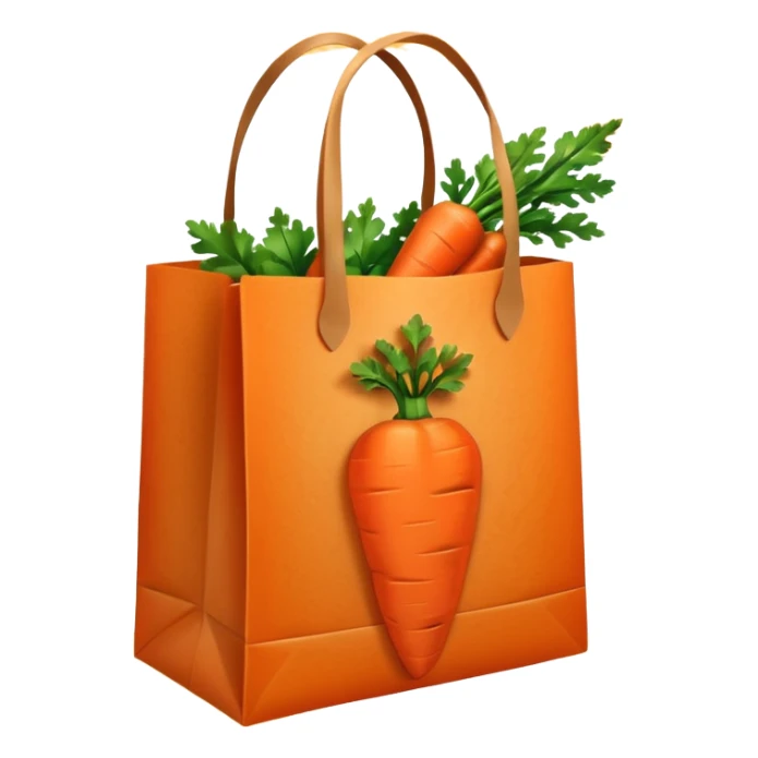 paper shopping bag with carrot inside bag. Transparent background sticker