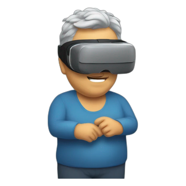45 years old, fat, gray hair, Brazilian using virtual reality headset sticker