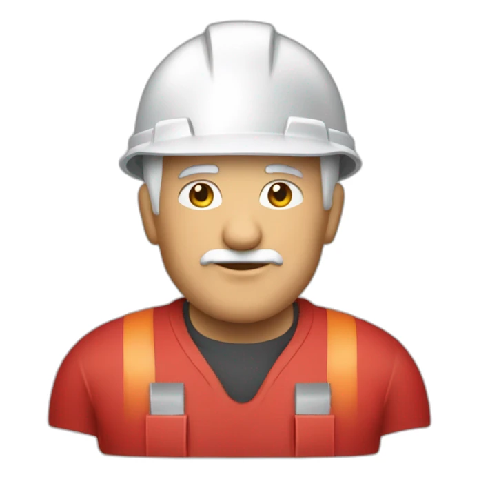 Industrial professional senior mechanical fitter working with a helmet and red clothing sticker