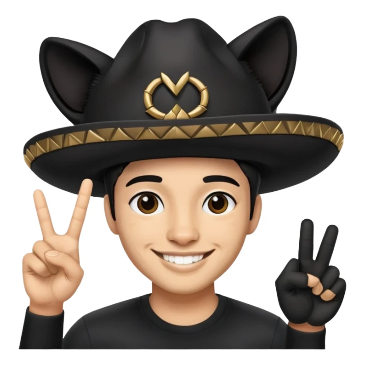 A Mexican with a black,panther hat putting up a peace sign  sticker