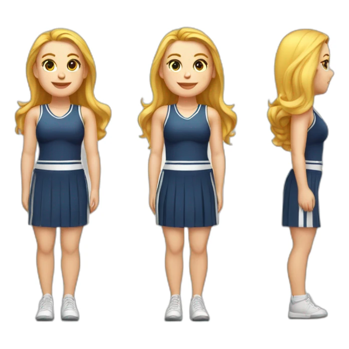 Full body Caucasian curvy cheerleader back and front views sticker