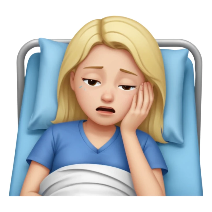 Mulher jovem chorando muito em cima de uma maca de hospital sticker