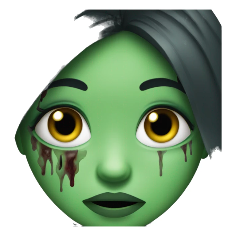 green zombie girl with black layered hair sticker