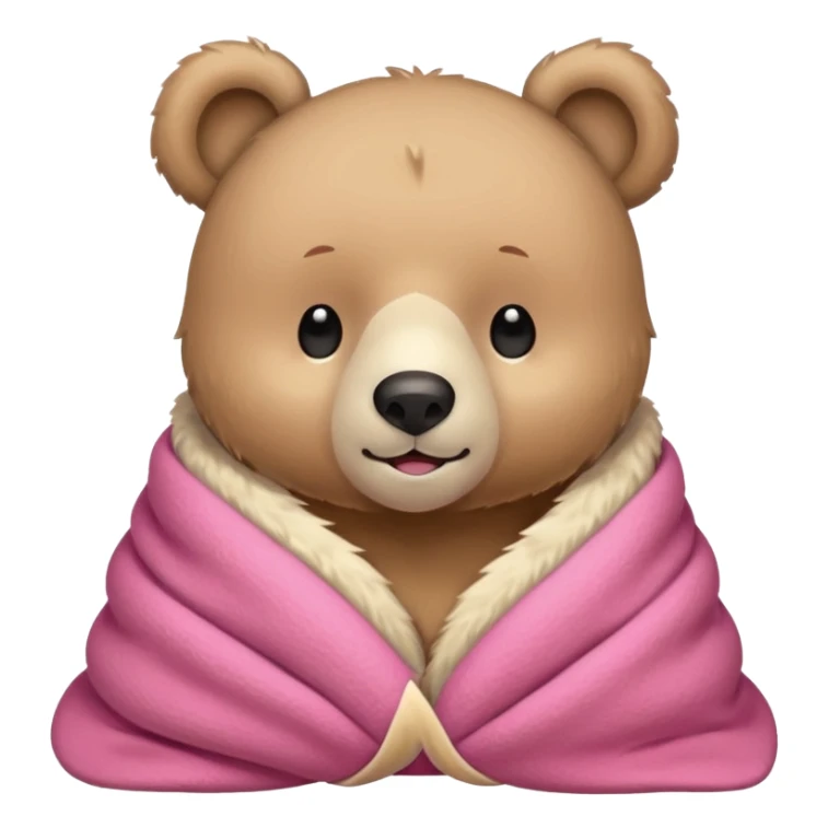cuddly bear with a pink blanket wrapped around him sticker