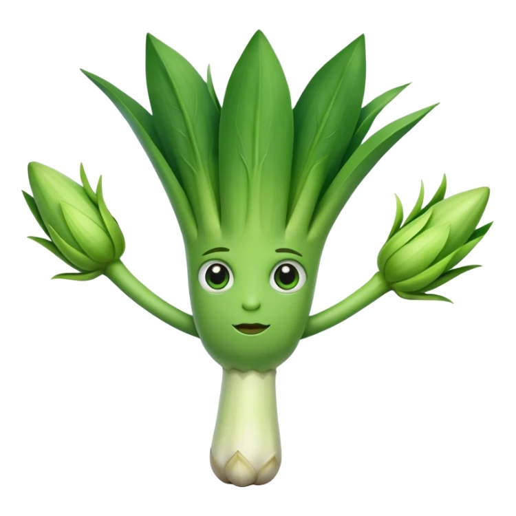 a leek with arms and eyes sticker