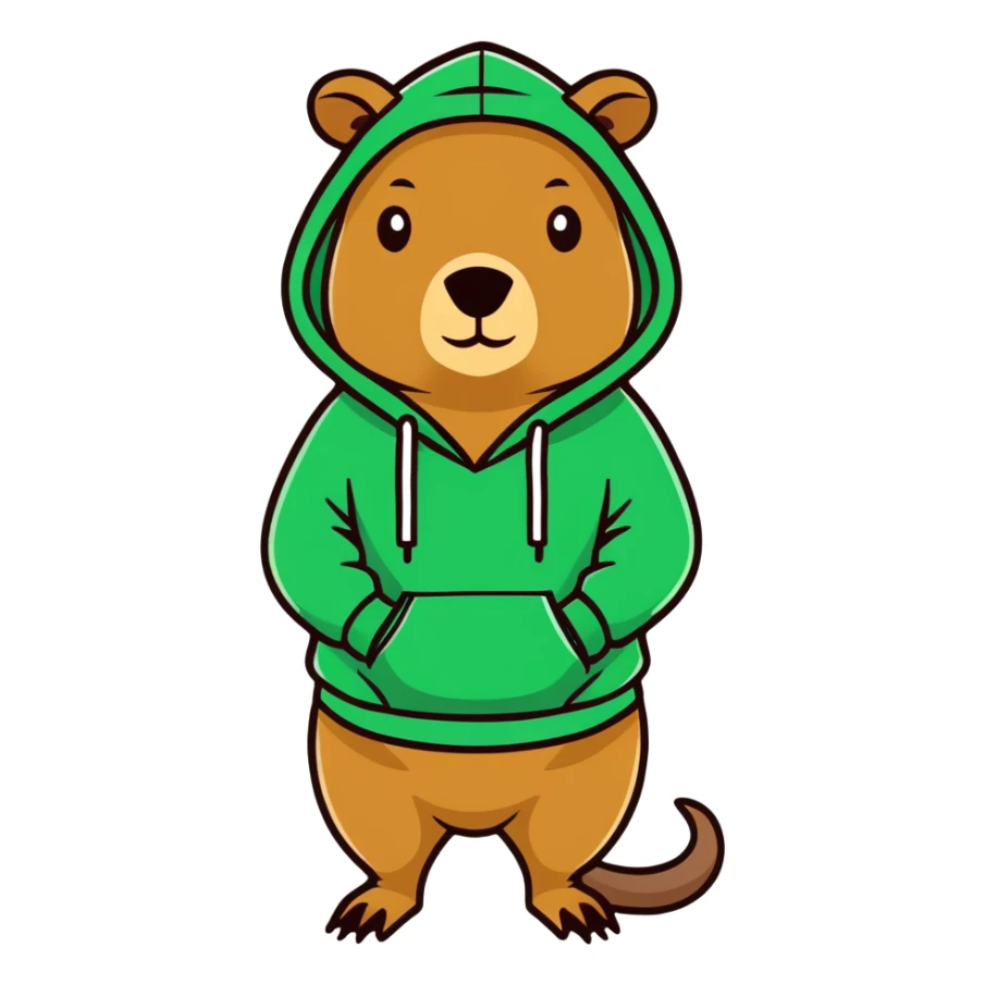 Capybara wearing a green hoodie  sticker