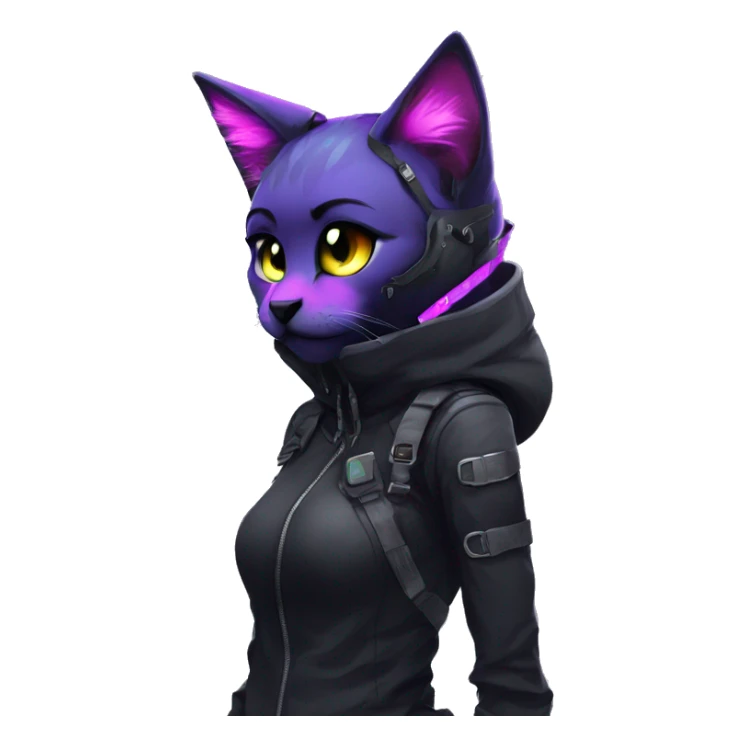Edgy Shy Anthro cool pretty colorful dark cat-fursona techwear sticker