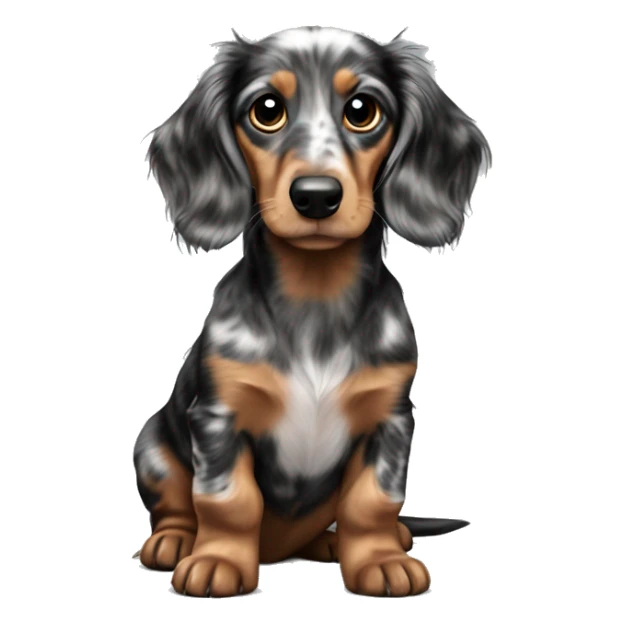 Tri Merle long haired Dachshund Puppy  sticker