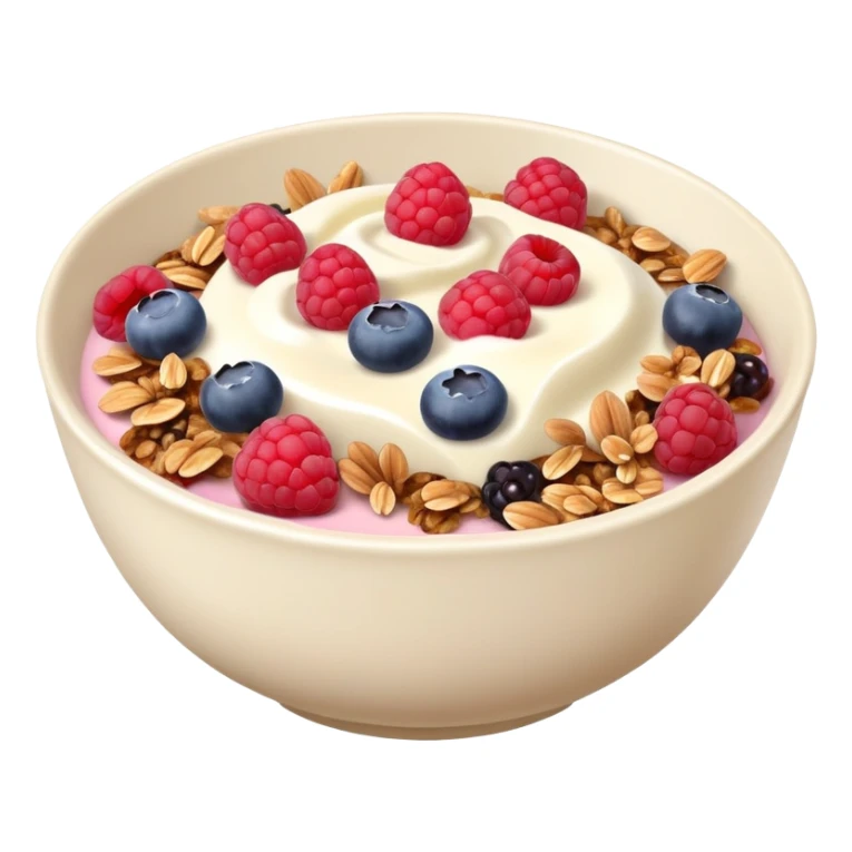 yogurt brown bowl with raspberries, blueberries and granola  sticker